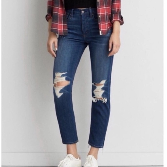 American Eagle Outfitters Denim - American Eagle High Rise Vintage Button Fly Distressed Jeans